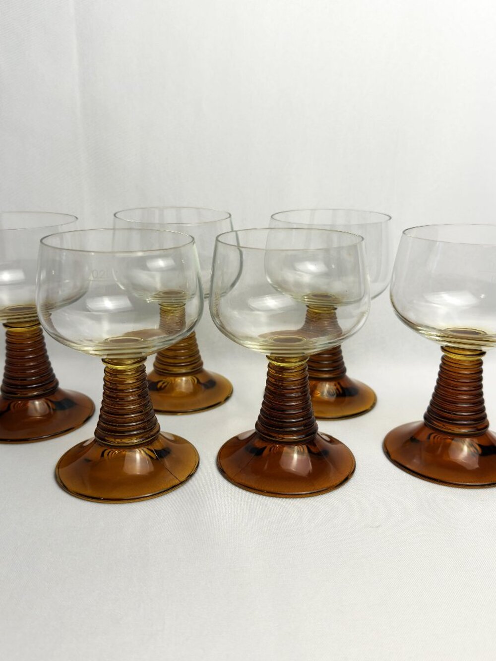Schott Zwiesel Clear Wine Goblet Amber Beehive Stem 5" Vintage Barware Set of 6